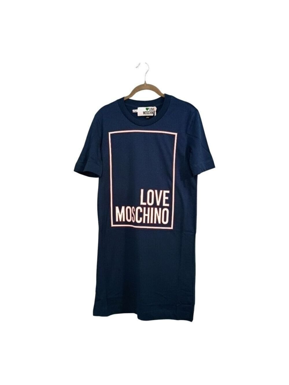 NWT Love Moschino Blue Red Graphic Mini T-Shirt Dress Size 4 - Picture 2 of 4